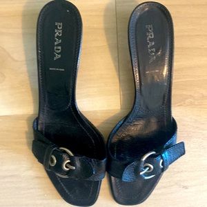 Black Prada sandals, size 10 1/2. 1 inch heels.